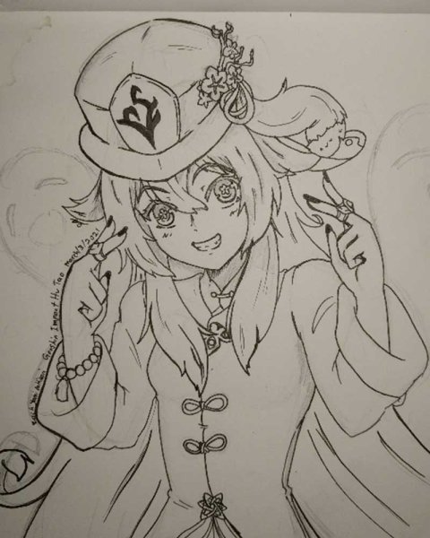 Раскраска Геншин ху Тао