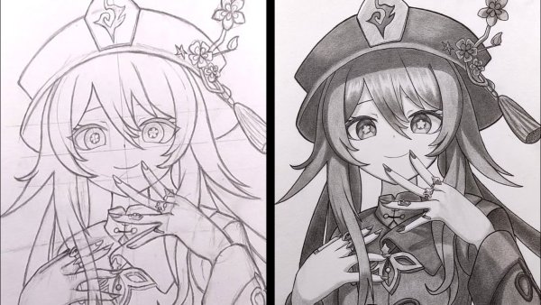 Ху Тао для срисовки Геншин Импакт