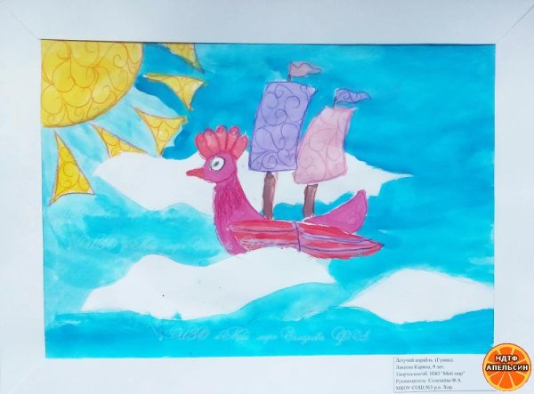 Летучий корабль гуашь