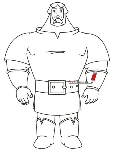 Илья Муромец рисунок карандашом