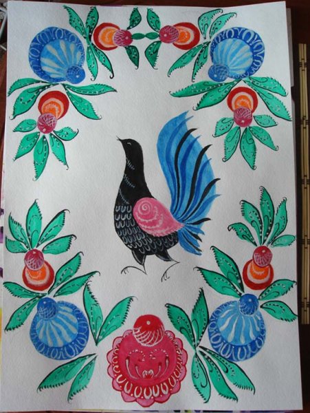 Городецкая роспись для детей Розан