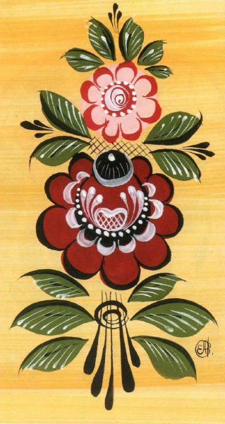 Элемент Городецкой росписи "Городецкий фазан"