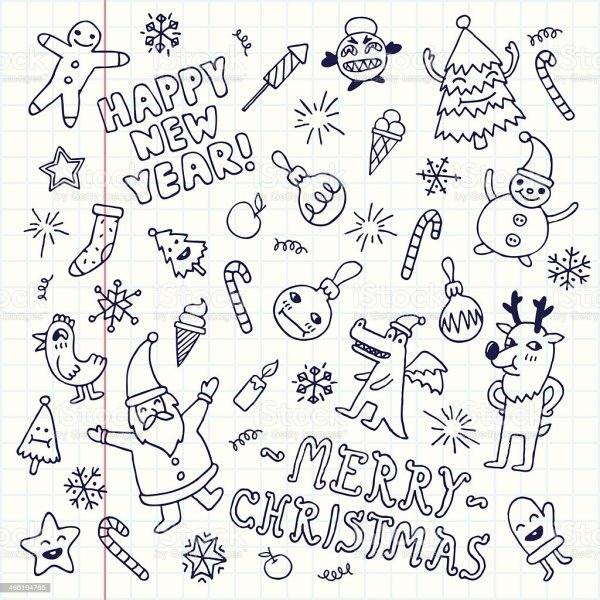 Новогодние рисунки для скетчбука