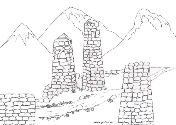 Ингушские башни раскраска
