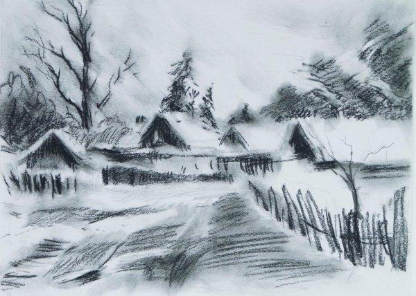 Пейзаж углем