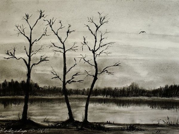 Пейзаж углем