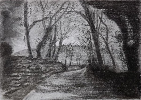 Рисование углем пейзаж