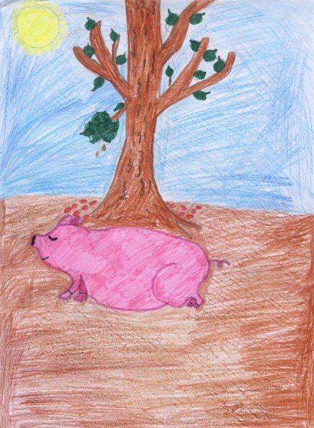 Иллюстрация к басне Крылова свинья под дубом