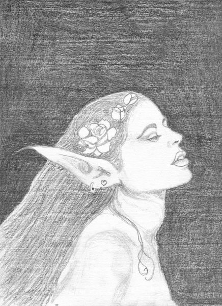 Девушка Эльф рисунок карандашом