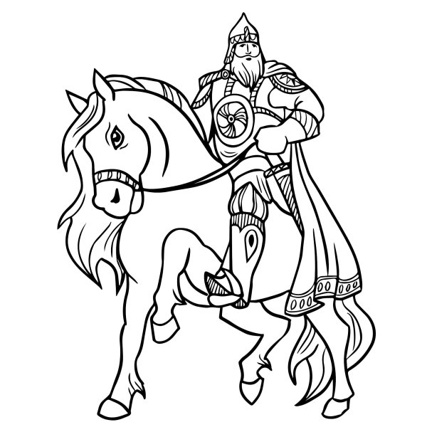 Разукрашка Илья Муромец богатырь