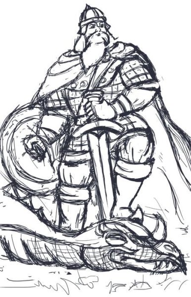 Богатырь рисунок