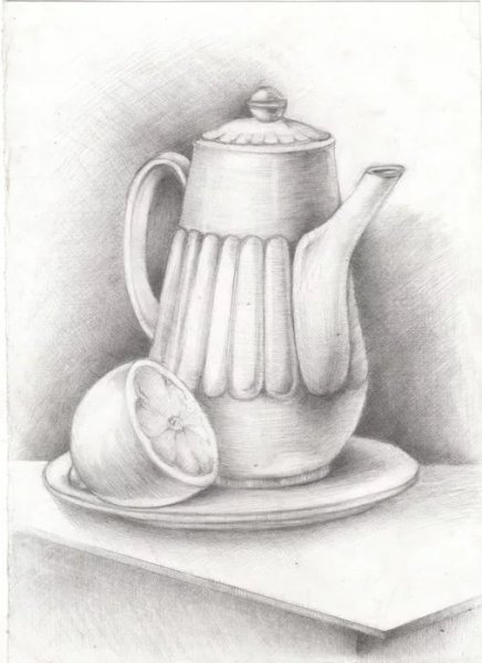 Натюрморт чайник и чашка