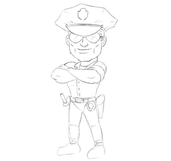 Полицейский рисунок карандашом