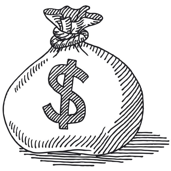 Мешок с деньгами карандашом