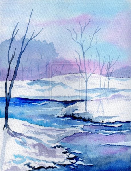 Пейзаж акварелью