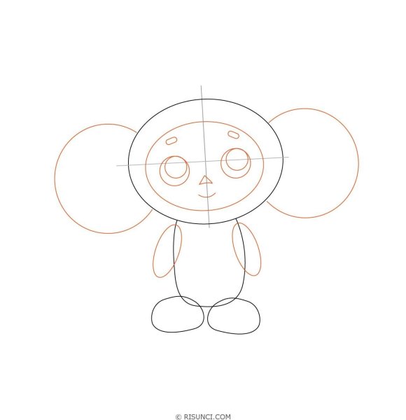 Рисование Чебурашка в старшей группе