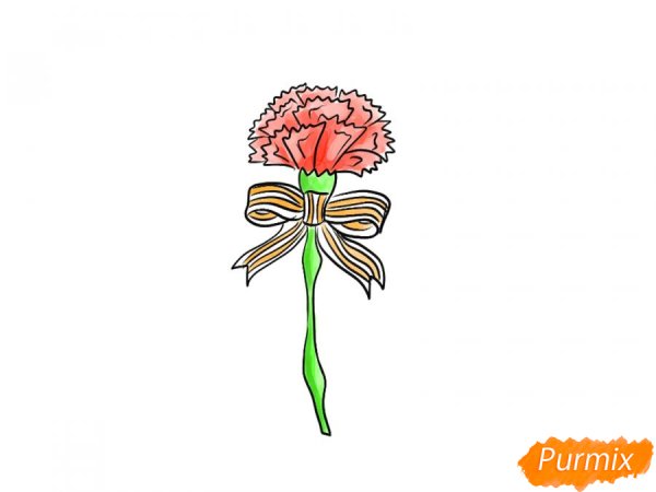 Рисунок гвоздики карандашом на 9 мая
