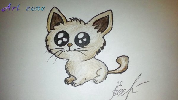 Лёгкий рисунок котёнка для срисовки