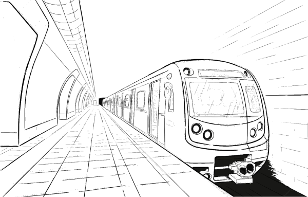 Поезд в перспективе