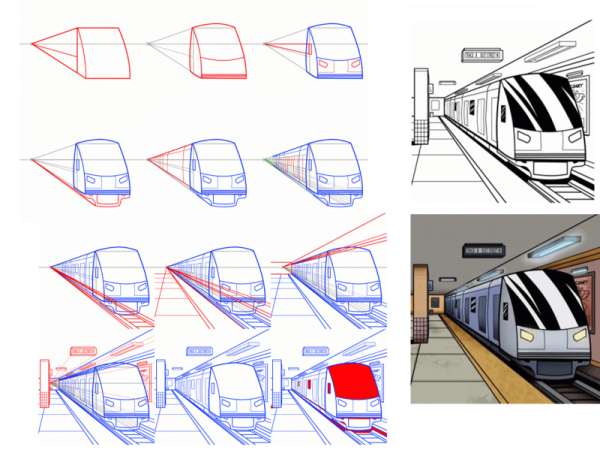 Раскраска поезд метро Русич