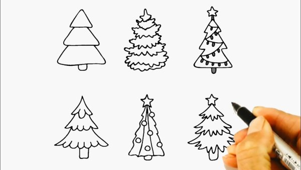 Рисование елки разными способами