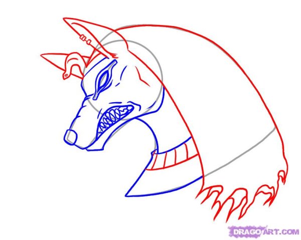 Поэтапное рисование Анубиса