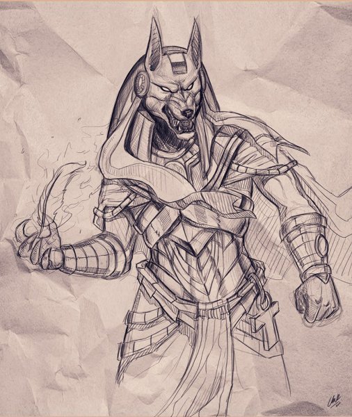 Бог Анубис в древнем Египте рисунок карандашом