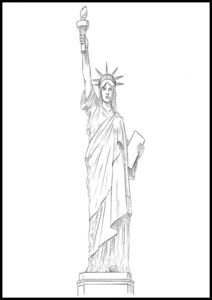 Статуя свободы карандашом