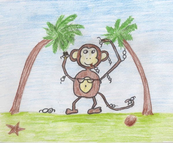 Мартышка и очки раскраска