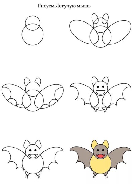 Летучая мышь рисунок для детей