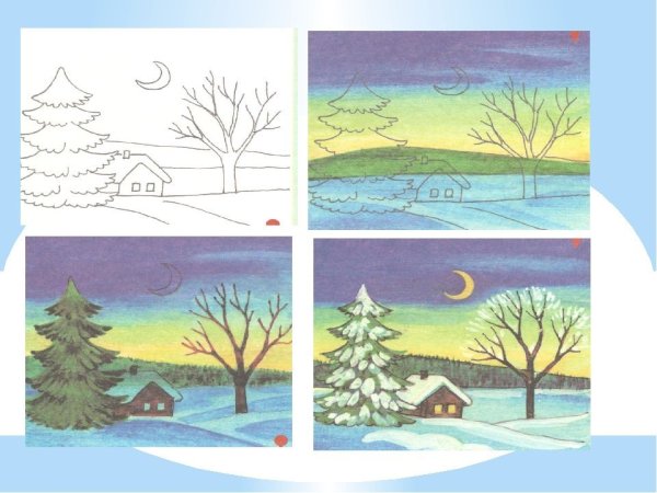 Рисунки зимы для срисовки