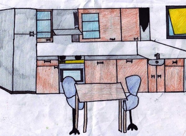 Эскиз интерьера кухни