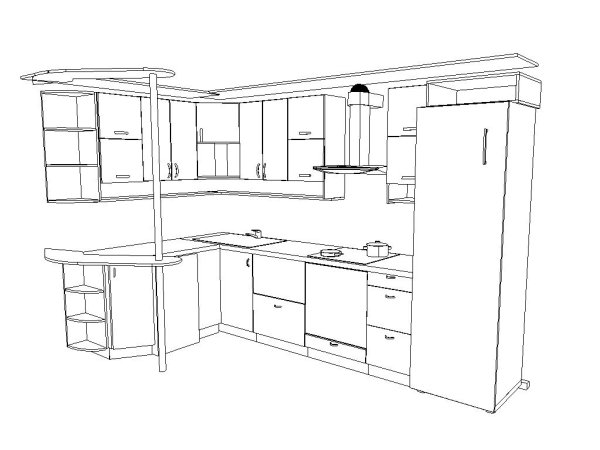 Эскиз интерьера кухни