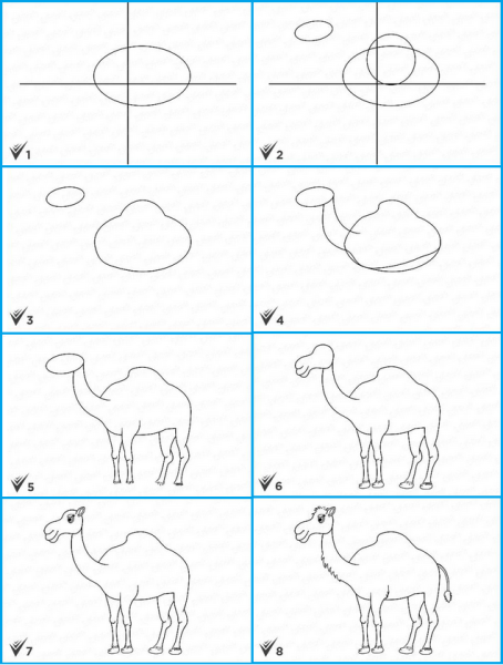 Верблюд рисунок легкий