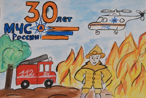 Пожарник рисунок