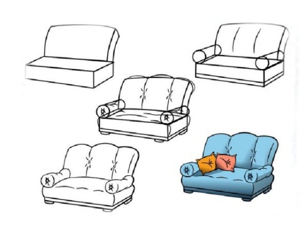 Диван с переди срисовать