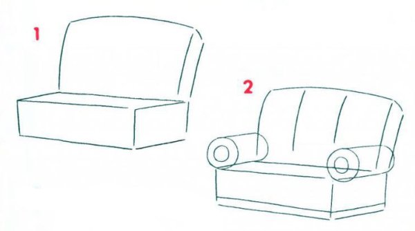 Лёгкий нарисованный диван