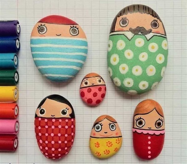 Рисование на камушках гуашью