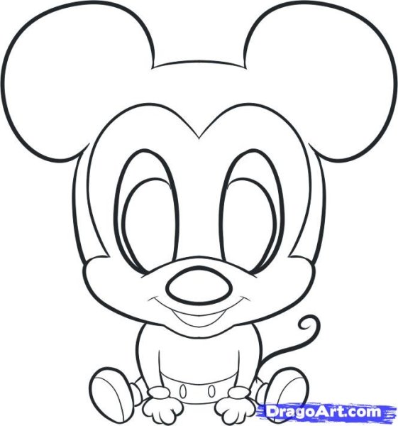 Минни Маус карандашом для срисовки