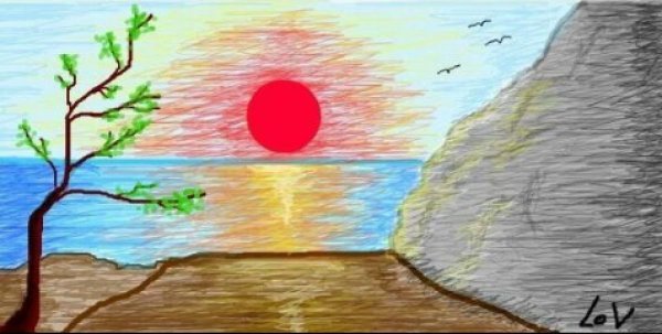 Водопад рисунок для детей