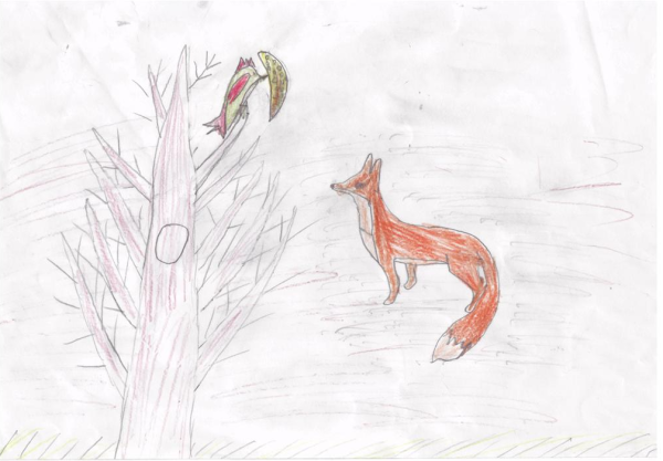 Рисунок к басне ворона и лисица