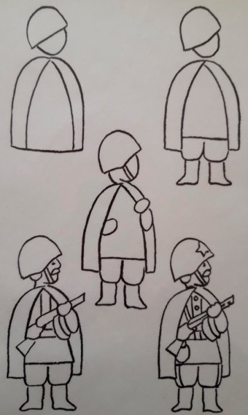 Рисунок солдата карандашом для детей
