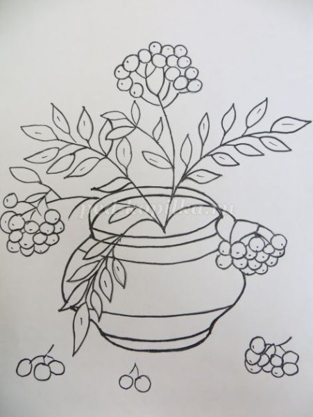 Ветка рябины» (рисование с натуры) (т.с.Комарова, стр.40)