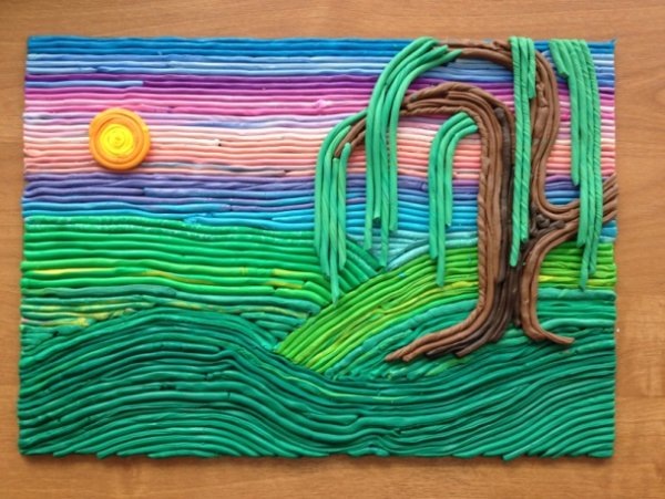 Аппликация пластилин жгутики