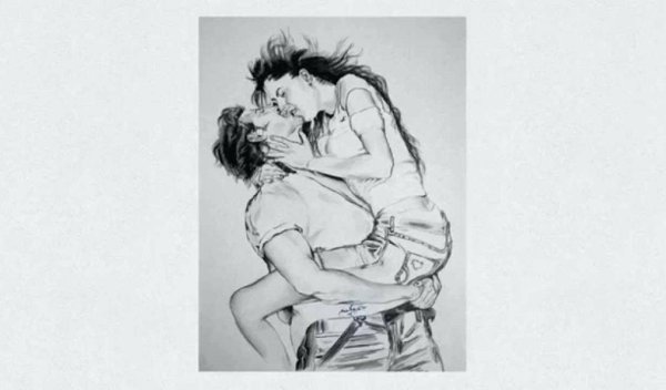 Обои пары влюбленных нарисованные карандашом