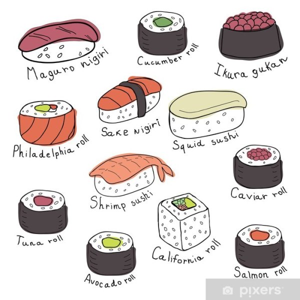 Роллы рисунок легкий