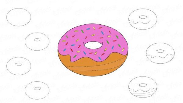 Лёгкие рисунки пончик
