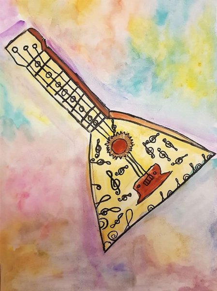 Русский народный инструмент балалайка раскраска