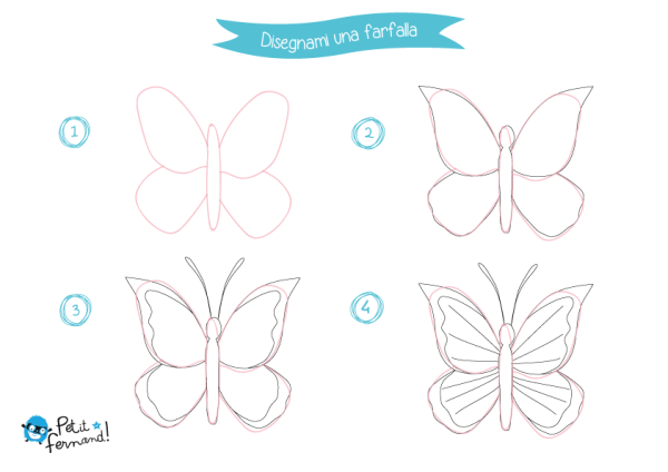 Бабочка рисунок карандашом для детей