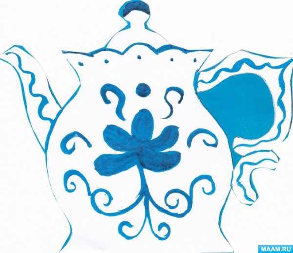 Нарисовать вазу Гжель